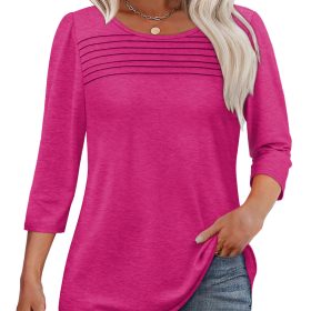 Women's 3/4 Length Sleeve Top Pleated Front T-Shirt (Buy 3 Free Shipping)